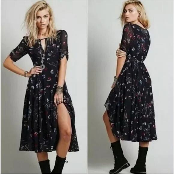 Free People Vintage Bonnie Butterfly Size 4 Dress - Picture 9 of 11
